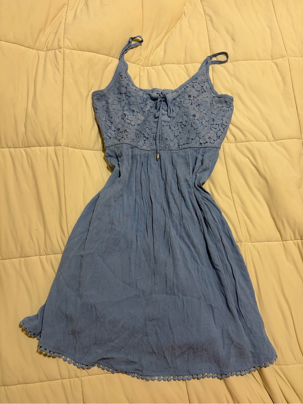 Women's Light Blue Lace-Front Mini Dress